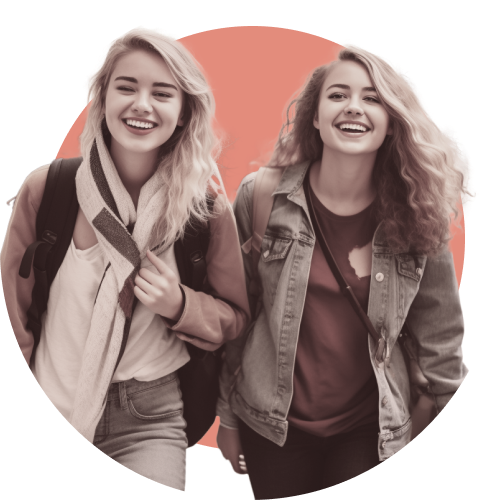 2 students laughing